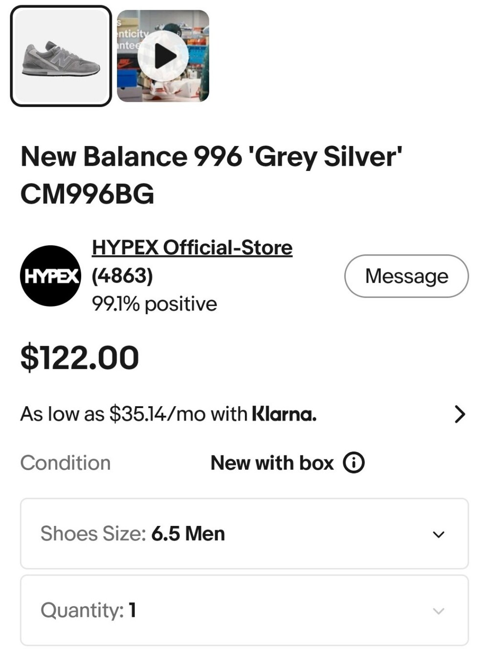 New Balance 996 'Grey Silver' CM996B Size 8 Women/ 6.5 Men D $122 NEW - Picture 2 of 16
